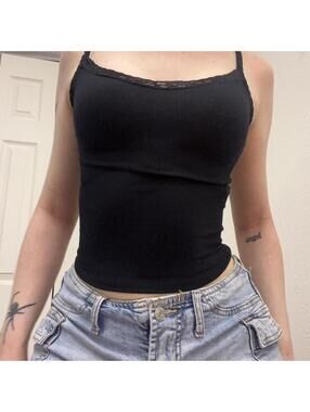 hollister black lace cami